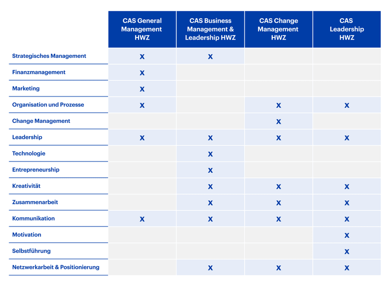 Grafik Kompetenzmodell MAS Management & Leadership HWZ